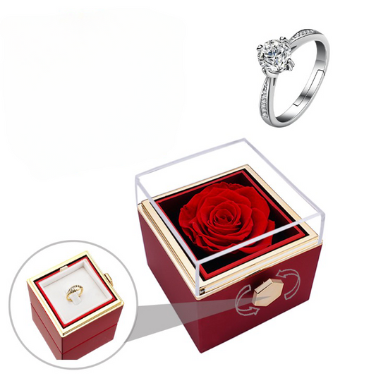 EVIG ROSEBOKS - MED S925 RING OG ROSE